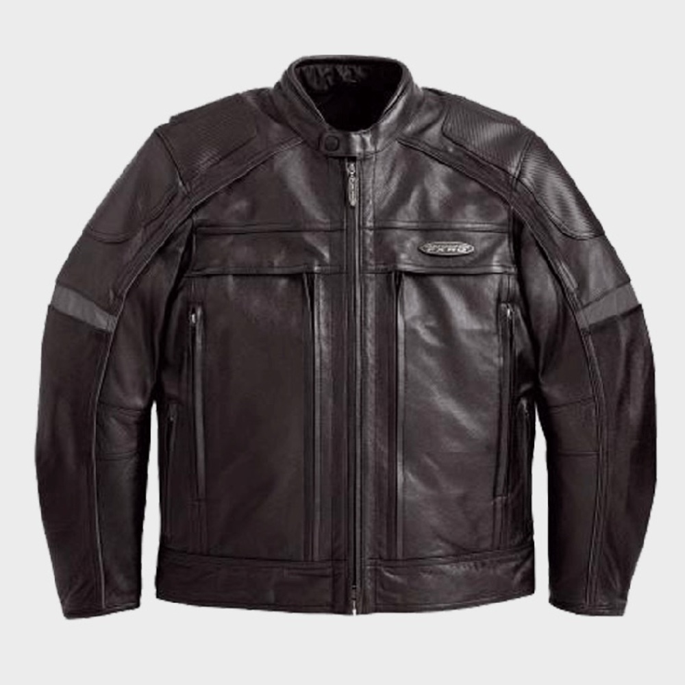 Harley-Davidson Black Leather Jacket with Embroidered Patch